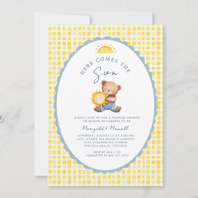 Here Comes the Son Bear Couples Baby Shower  Invitation (Front)