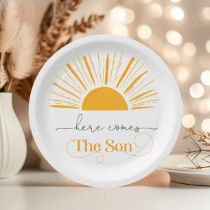 Here comes the son birthday paper plates