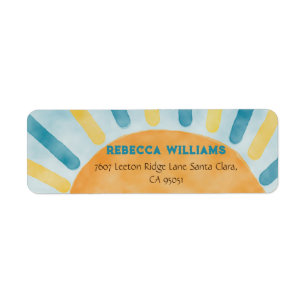 Here Comes the Son Blue Rays Sunshine Baby Shower Label