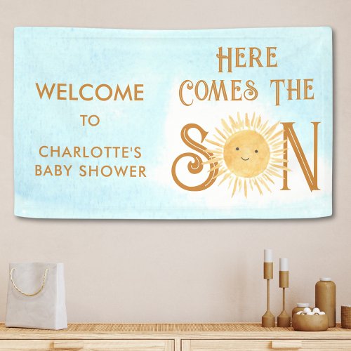 Here Comes The Son Blue Sky Baby Shower Welcome Banner