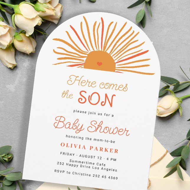 Here comes the son boho arch sun boy baby shower invitation (Creator Uploaded)