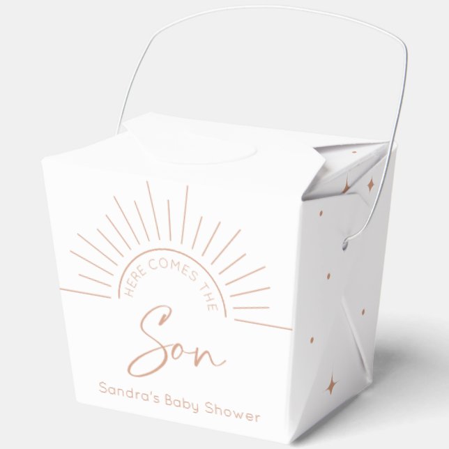 Here Comes The Son Boho Baby Shower Favor Boxes (Front)