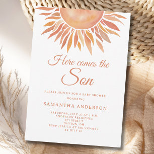 Here Comes The Son Boho Baby Shower Invitation