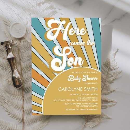 Here Comes The Son Boho Baby Shower Invitation