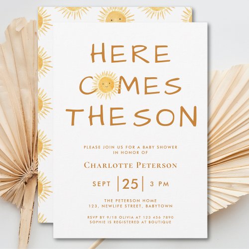 Here Comes The Son Boho Baby Shower Invitation