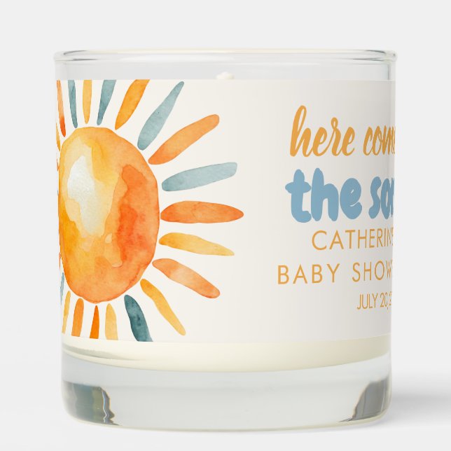 Here Comes the SON Boho Baby Shower Scented Candle (Front)