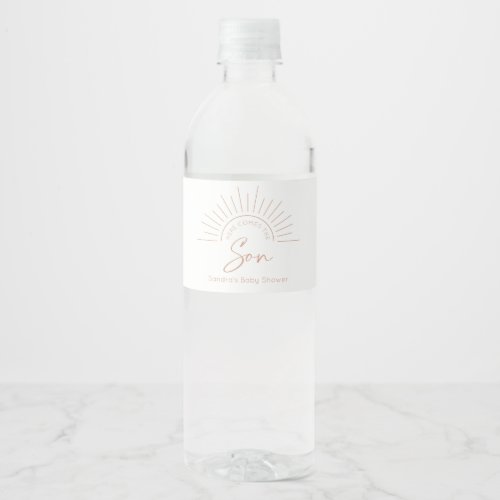 Here Comes The Son Boho Baby Shower Water Bottle Label