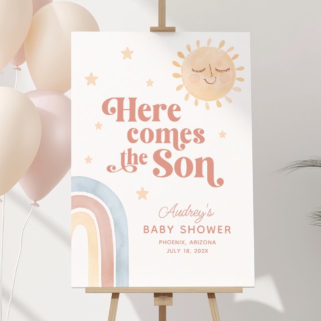 Here Comes the Son Boho Baby Shower Welcome Poster (Here Comes the Son Boho Baby Shower Welcome Poster)