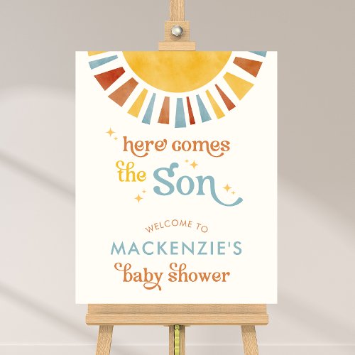 Here Comes the Son Boho Baby Shower Welcome Sign