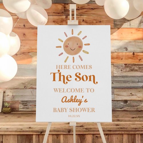 Here Comes The Son Boho Baby Shower Welcome Sign
