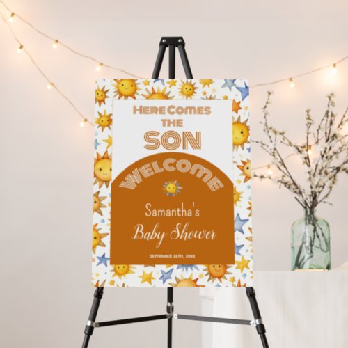 Here Comes The Son Boho Baby Shower Welcome Sign