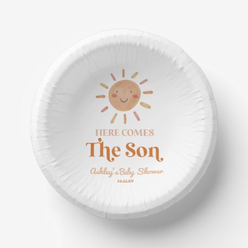 Here Comes The Son Boho Bohemian Retro Baby Shower Paper Bowls