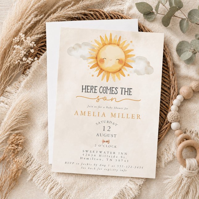 Here Comes the Son Boho Boy Baby Shower Invitation (Here Comes the Son Boho Boy Baby Shower Invitation)