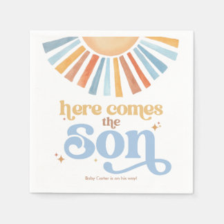 Here Comes The Son Boho Boy Baby Shower Napkins