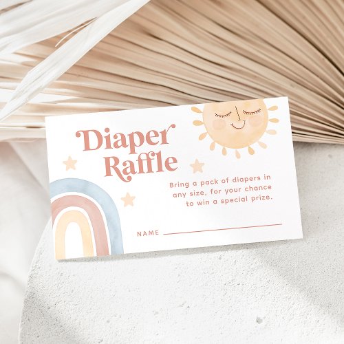 Here Comes the Son Boho Rainbow Diaper Raffle Enclosure Card