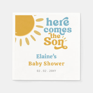 Here comes the son boho retro baby shower napkins