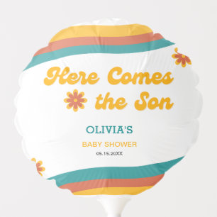 Here Comes the Son Boho Retro Boy Baby Shower  Balloon