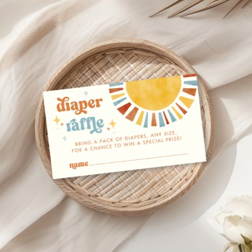 Here Comes the Son Boho Retro Sun Diaper Raffle Enclosure Card