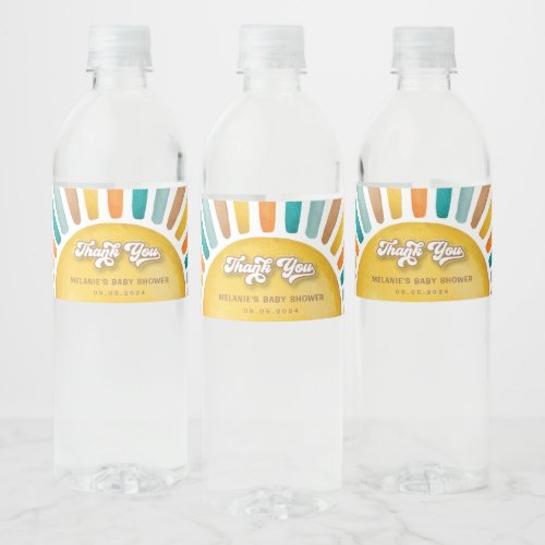 Here Comes the Son Boho Sun Baby Shower Favors Water Bottle Label