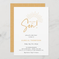 Here Comes The Son Boho Sun Baby Shower Invitation