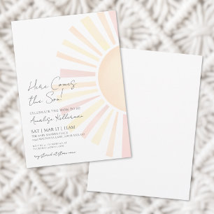 Here Comes The Son Boho Sun Baby Shower Invitation