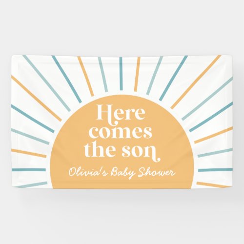Here Comes the Son Boho Sunshine Baby Shower Banner