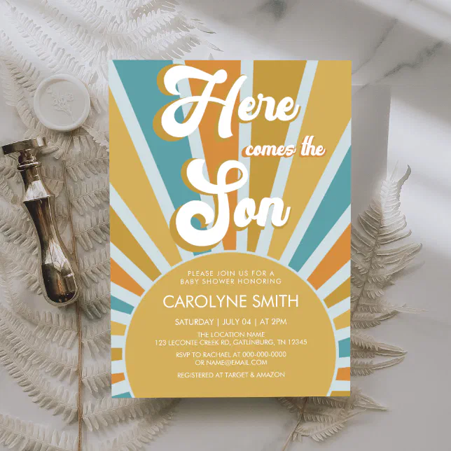 Here Comes The Son Boho Sunshine Baby Shower Invitation | Zazzle