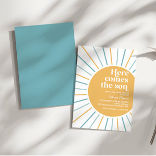 Here comes The Son Boho Sunshine baby shower Invitation