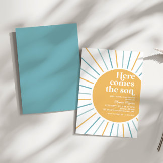Here comes The Son Boho Sunshine baby shower Invitation
