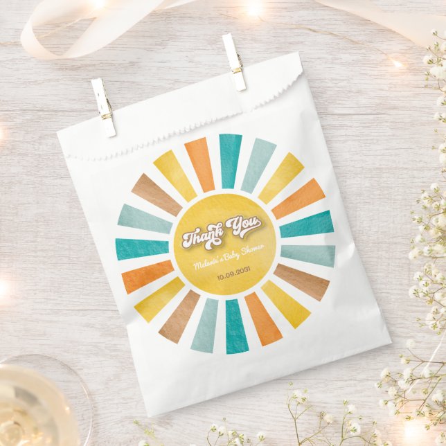 Here Comes the Son Boho Sunshine Boy Baby Shower Favor Bag (Clipped)