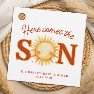 Here Comes The Son Boho Sunshine Cute Baby Shower Favor Tags