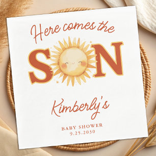 Here Comes The Son Boho Sunshine Cute Baby Shower Napkins