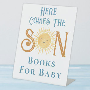 Here Comes The Son Books For Baby Baby Shower Pedestal Sign