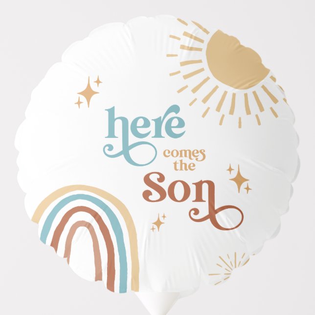 Here Comes the Son Boy Baby Shower Balloon (Front)