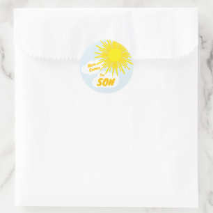 Here Comes The Son Boy Baby Shower Classic Round Sticker