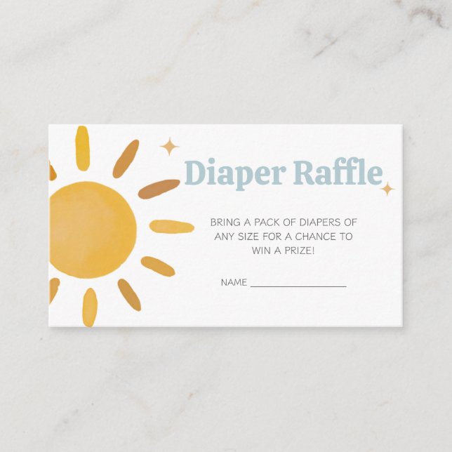 Here Comes the Son Boy Baby Shower Diaper Raffle Enclosure Card (Front)