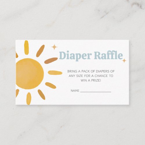 Here Comes the Son Boy Baby Shower Diaper Raffle Enclosure Card