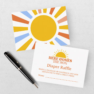 Here Comes The Son Boy Baby Shower Enclosure Card
