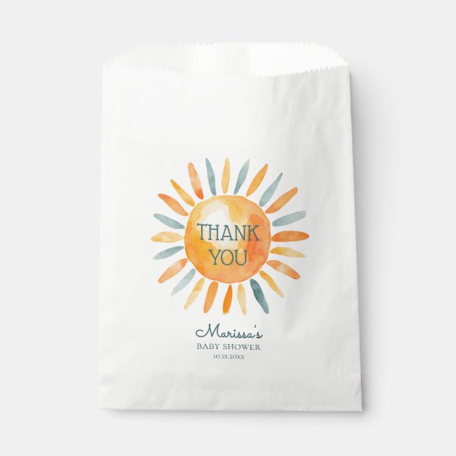 Here Comes the Son Boy Baby Shower Favor Bag (Front)