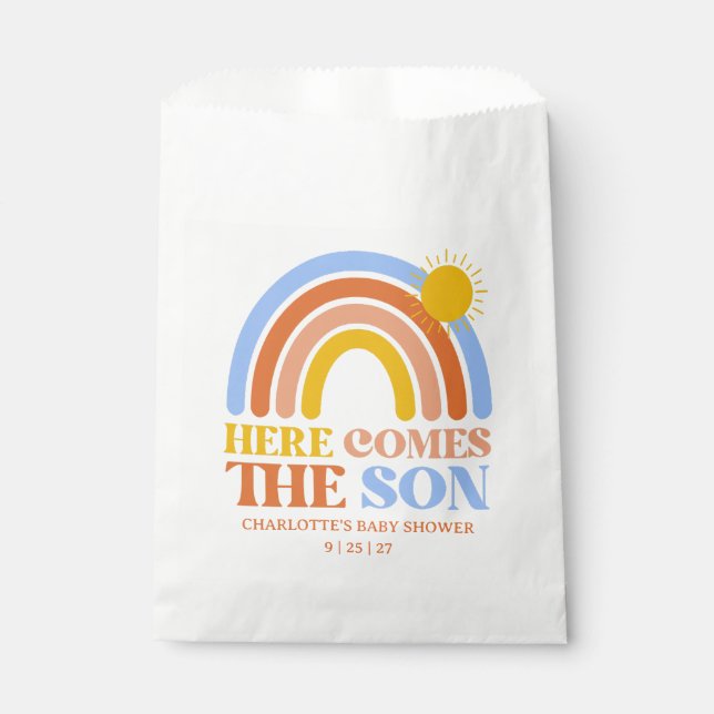Here Comes The Son Boy Baby Shower Favor Bag (Front)