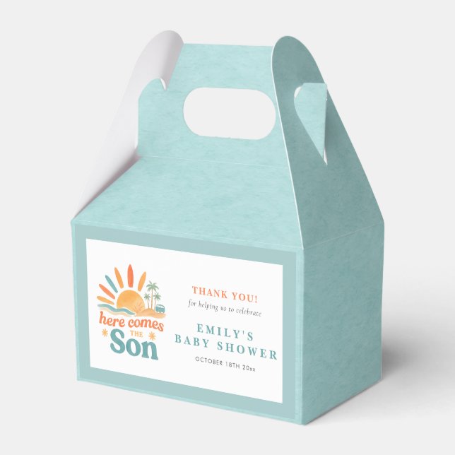 Here Comes The Son Boy Baby Shower Favor Box (Front Side)
