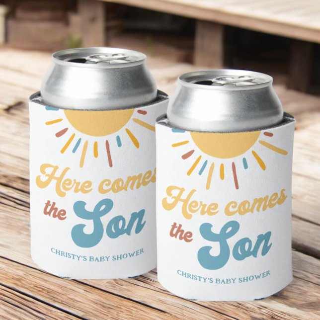 Here Comes The Son Boy Baby Shower Favors Can Cooler (Creator Uploaded)