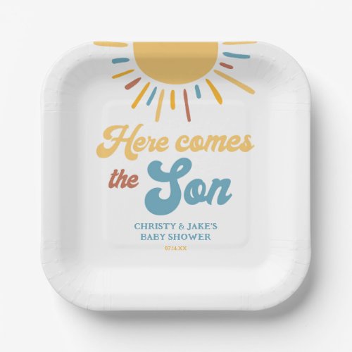Here Comes The Son Boy Baby Shower Favors Paper Plates