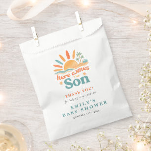 Here Comes The Son Boy Baby Shower Guest Thank You Favor Bag