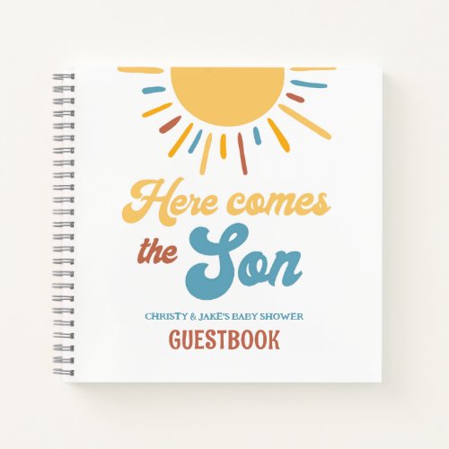 Here Comes The Son Boy Baby Shower Guestbook Notebook