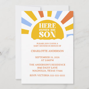 Here Comes The Son Boy Baby Shower Invitation