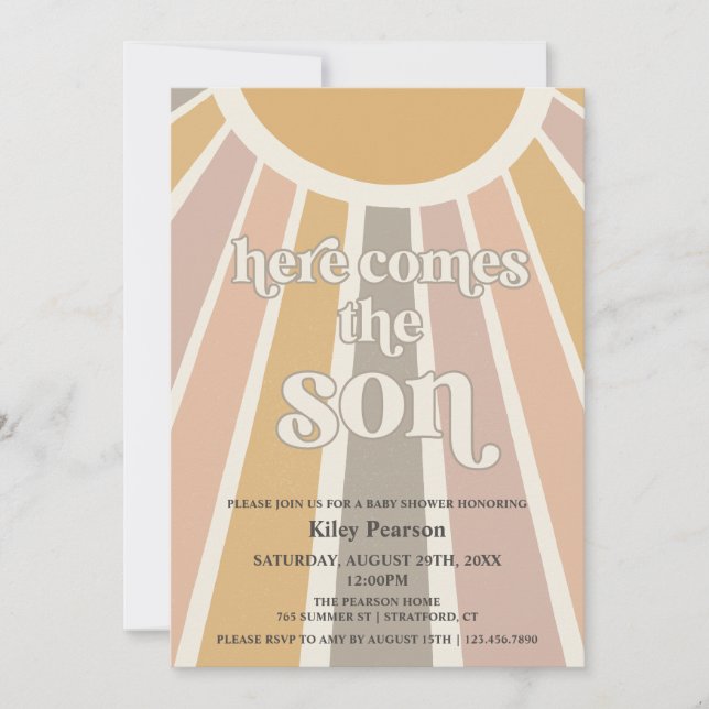Here Comes The Son Boy Baby Shower  Invitation (Front)