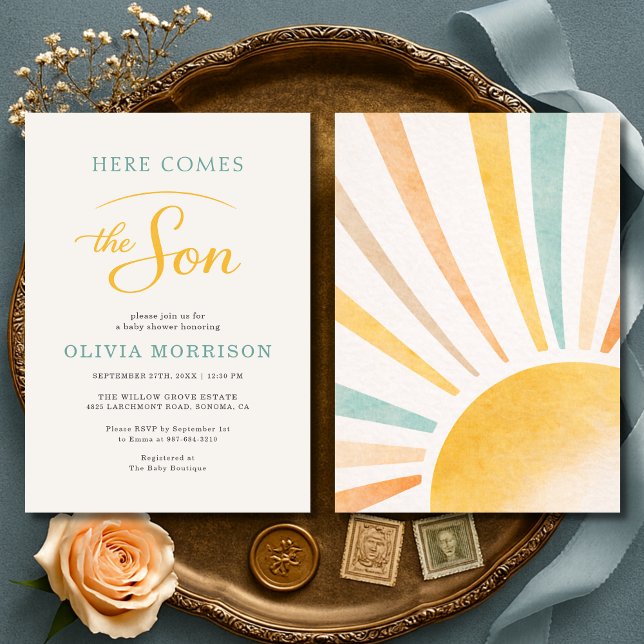 Here Comes the Son Boy Baby Shower Invitation (Creator Uploaded)
