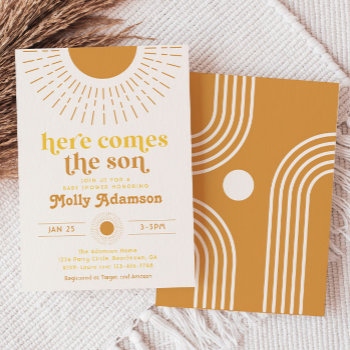 Here Comes The Son Boy Baby Shower Invitation by WildChildPartyShop at Zazzle