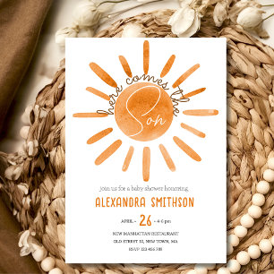 Here comes the son boy Baby shower Invitation